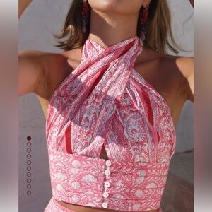 NWOT Buggy Ophelia Halter Top in Pink & Burgundy — M/L 🌸✨